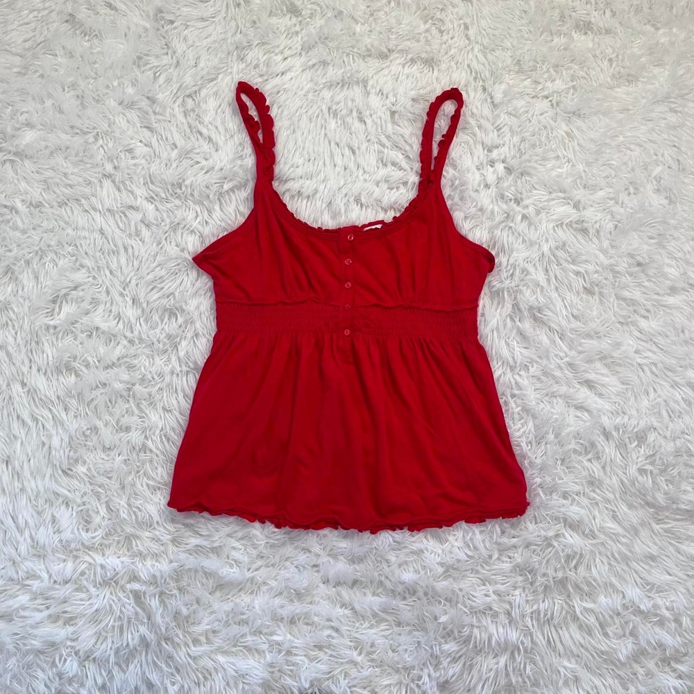 y2k red button up baby doll top xs